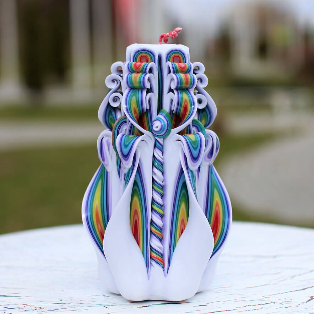 Hand Carved Candle Rainbow 6.7”-Mother’s Day Gift-Oscar Candles