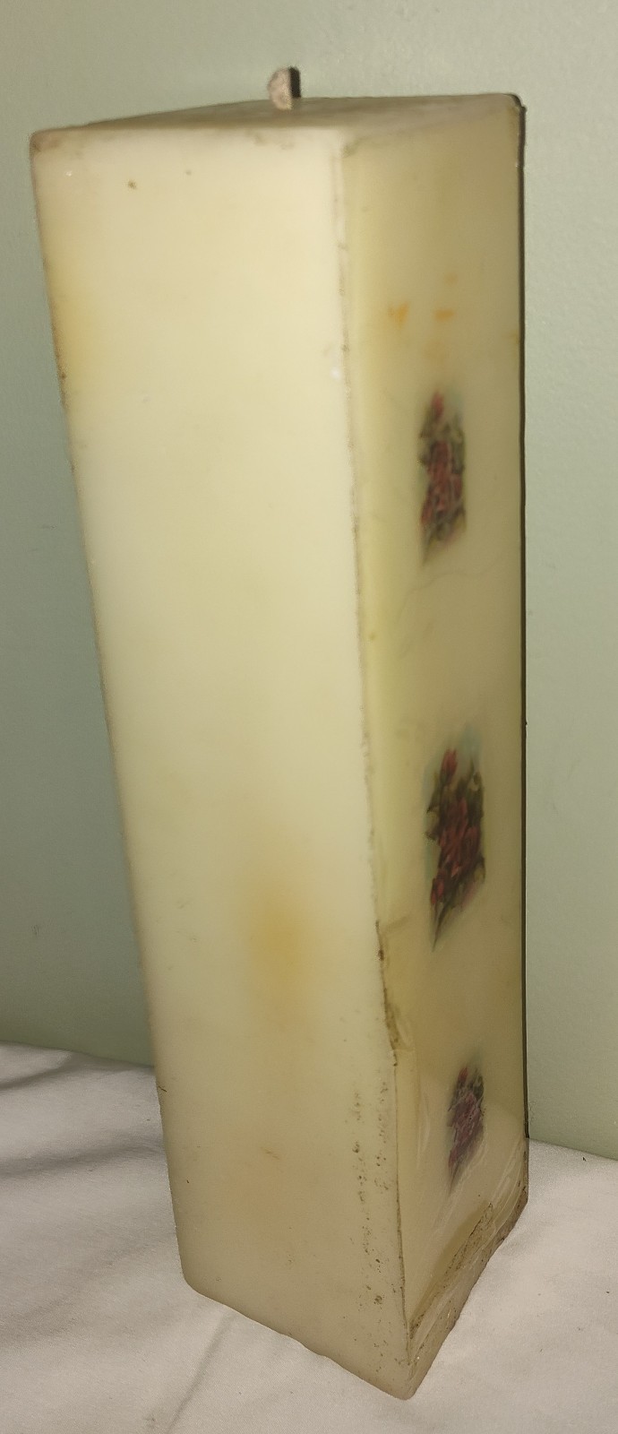Vintage Tall Candle Square Pillar 13″ Unburned