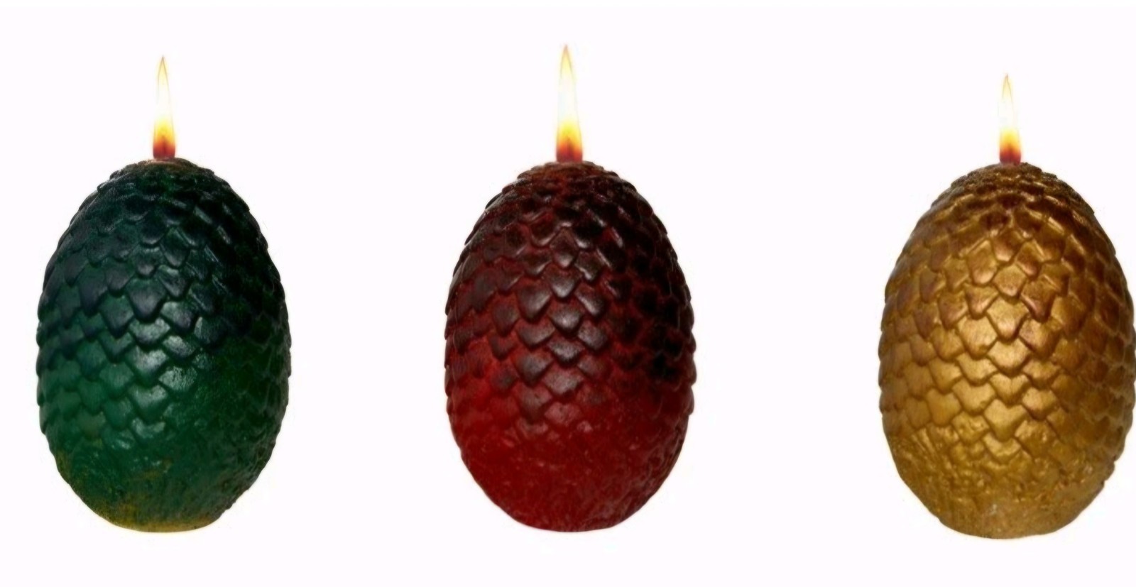 GAME OF THRONES Sculptured Hand-Painted DRAGON EGG CANDLES Set Of 3 OFFICIAL HBO