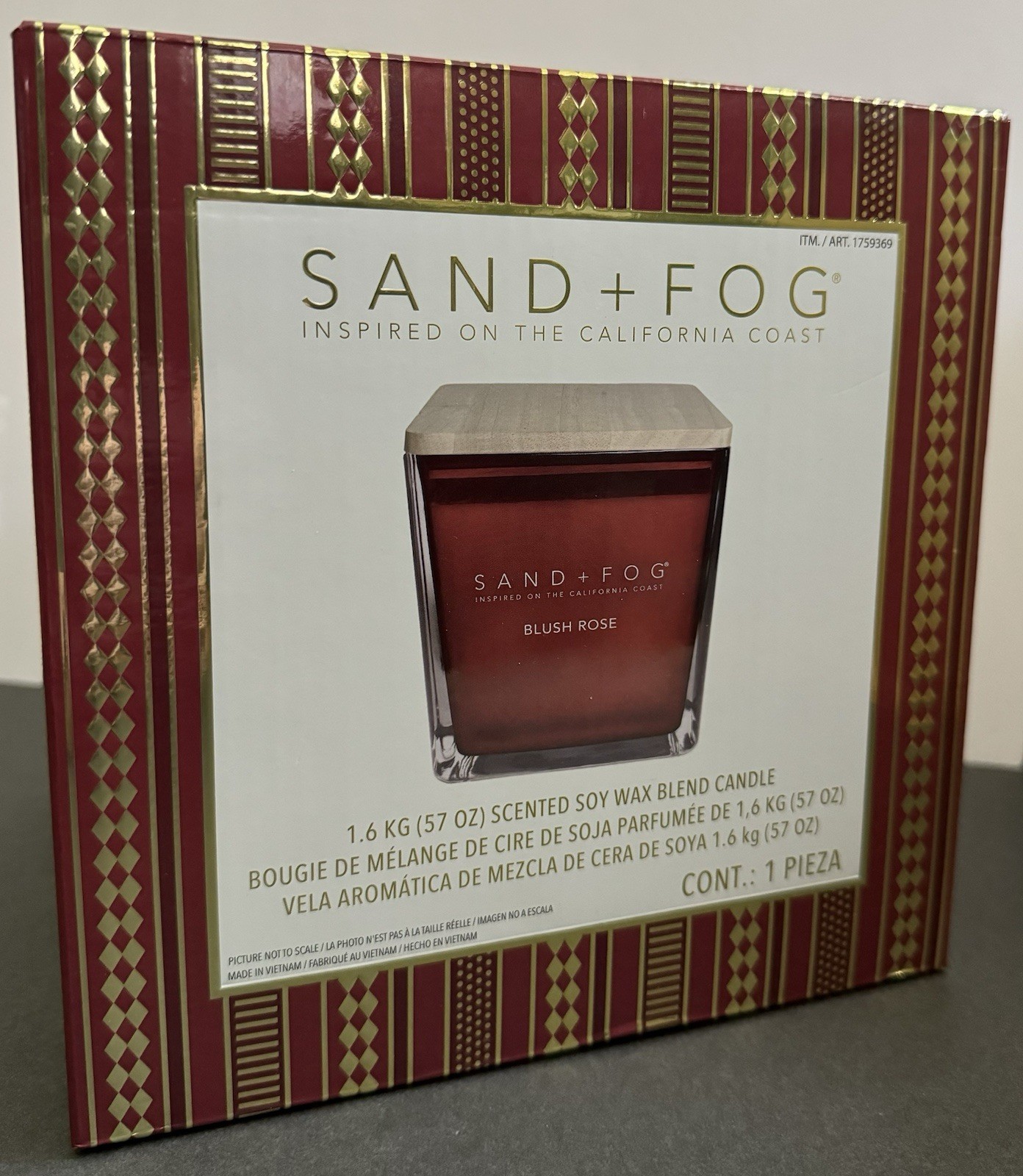 Sand + Fog BLUSH ROSE Scented Soy Wax Blend Candle 57oz NEW / Open Box
