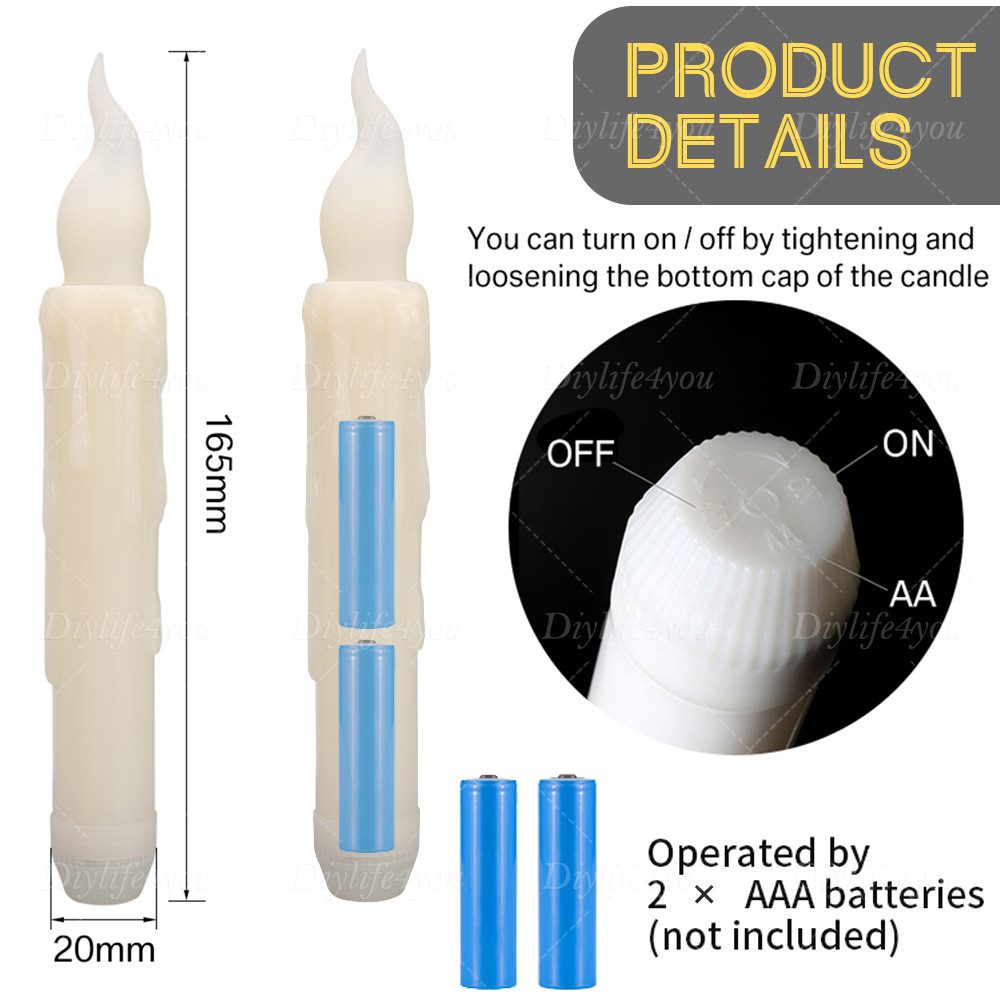 12PCS LED Flameless Flickering LED Taper Candles Battery Operated US Stock