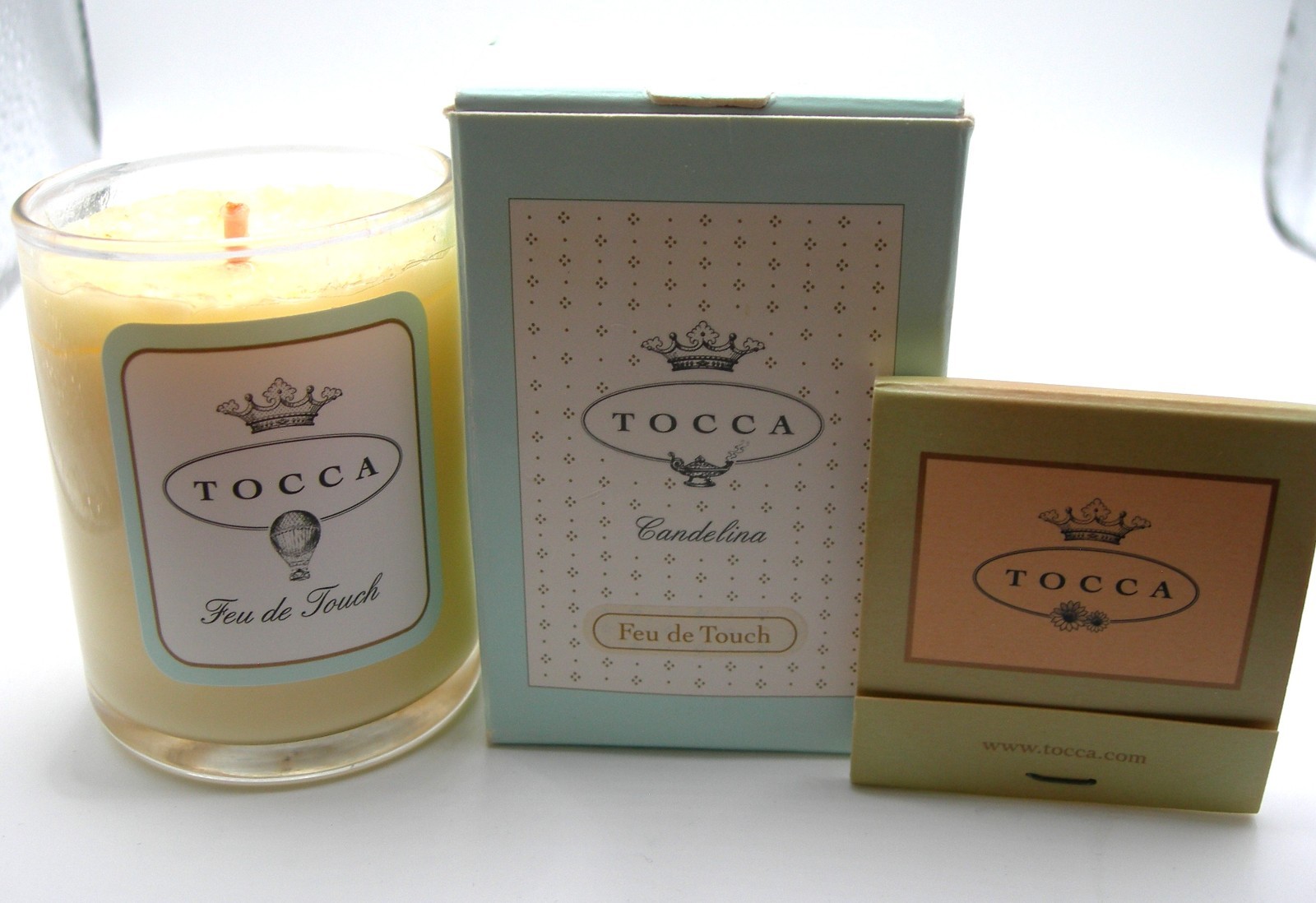 Vintage Tocca Candelina Feu de Touch Candle & Matchbook Set 2.85 gr 20 hour burn