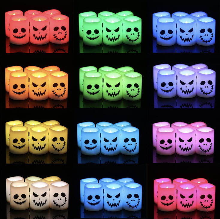 GenSwin Halloween Flameless Votive Candles Color Changing, 1.5” x 2” – Pack of 6
