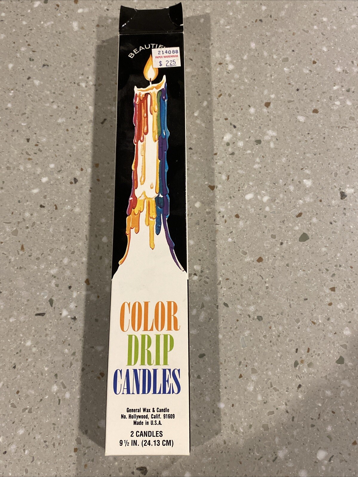 2 Multi Color DRIP CANDLES 9-1/2″ Rainbow Drip USA NOS Vintage