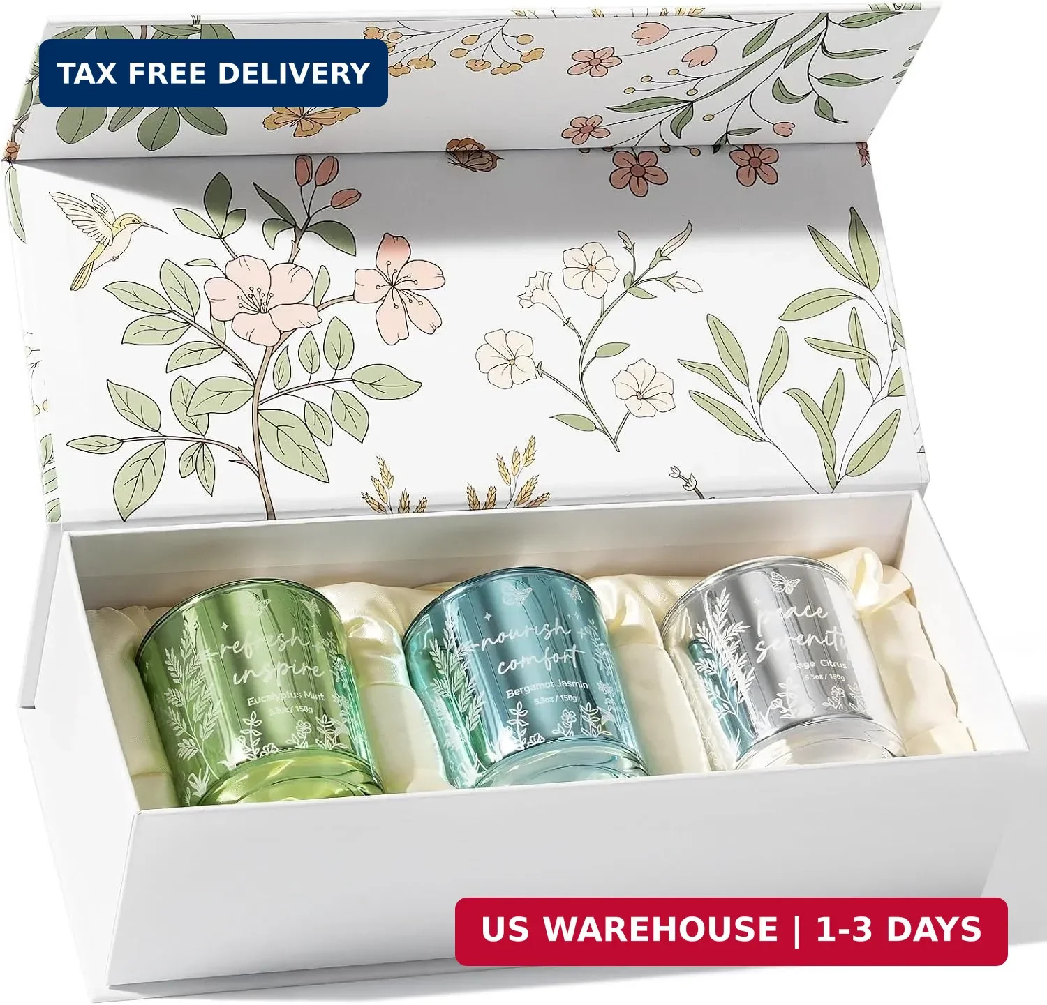 Scented Candles for Women, 3 Pack Soy Wax Candle Gift Sets for Home Scented | Ho