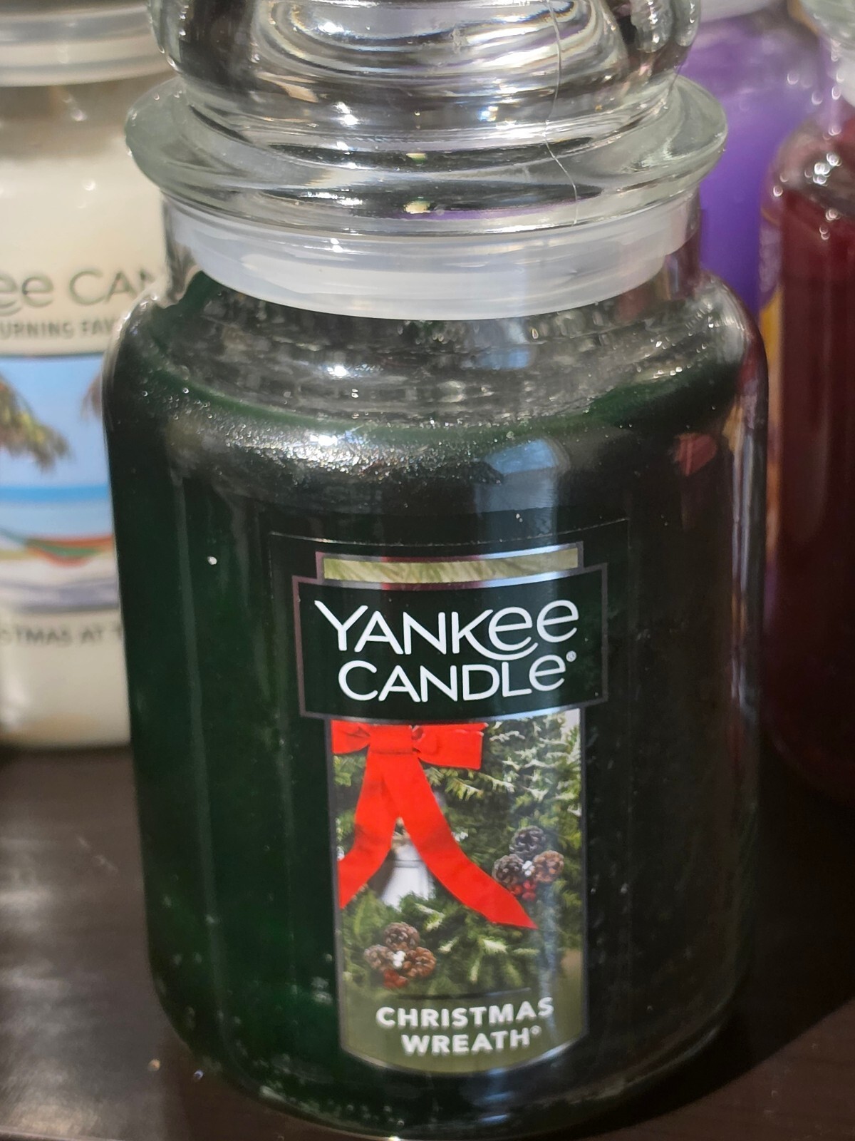 Yankee Candle Christmas Wreath 22 oz Large Jar NEW Pine Balsam Holiday 115476