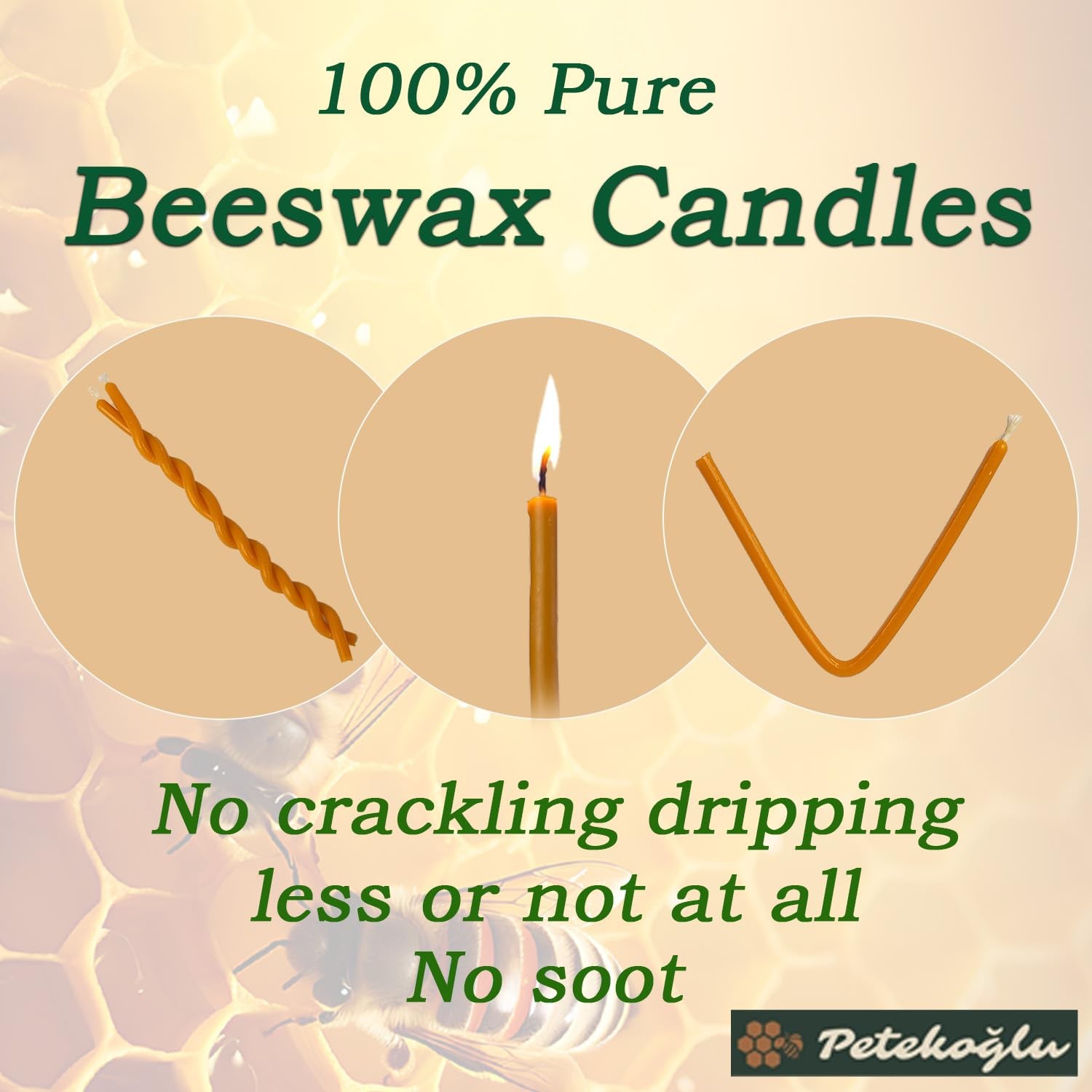 40 Pieces Pure Beeswax Candles – No-Drip, Smoke-Less, Tall, Thin Taper Decorativ