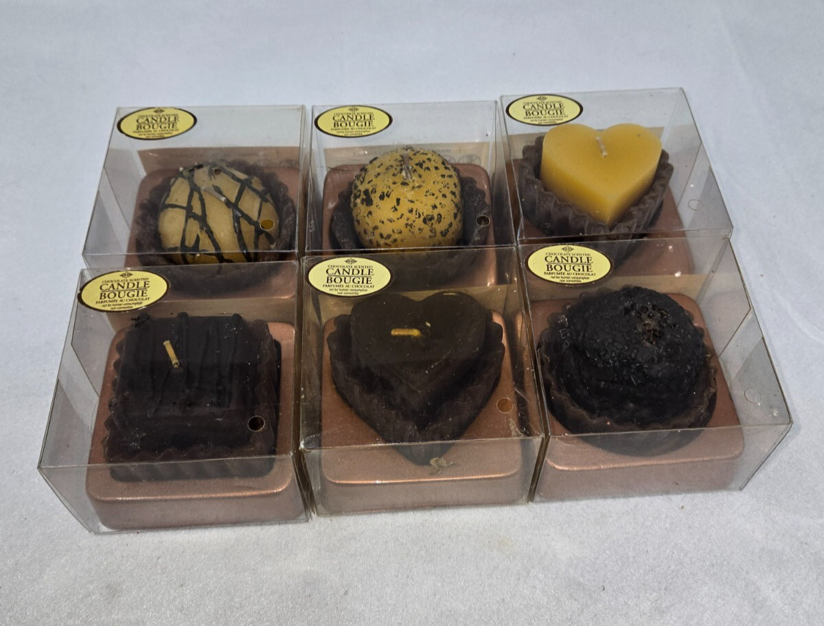LOT OF 6 CHOCOLATE SCENTED CANDLE BOUGIE 1.6 INCH NEW IN BOX