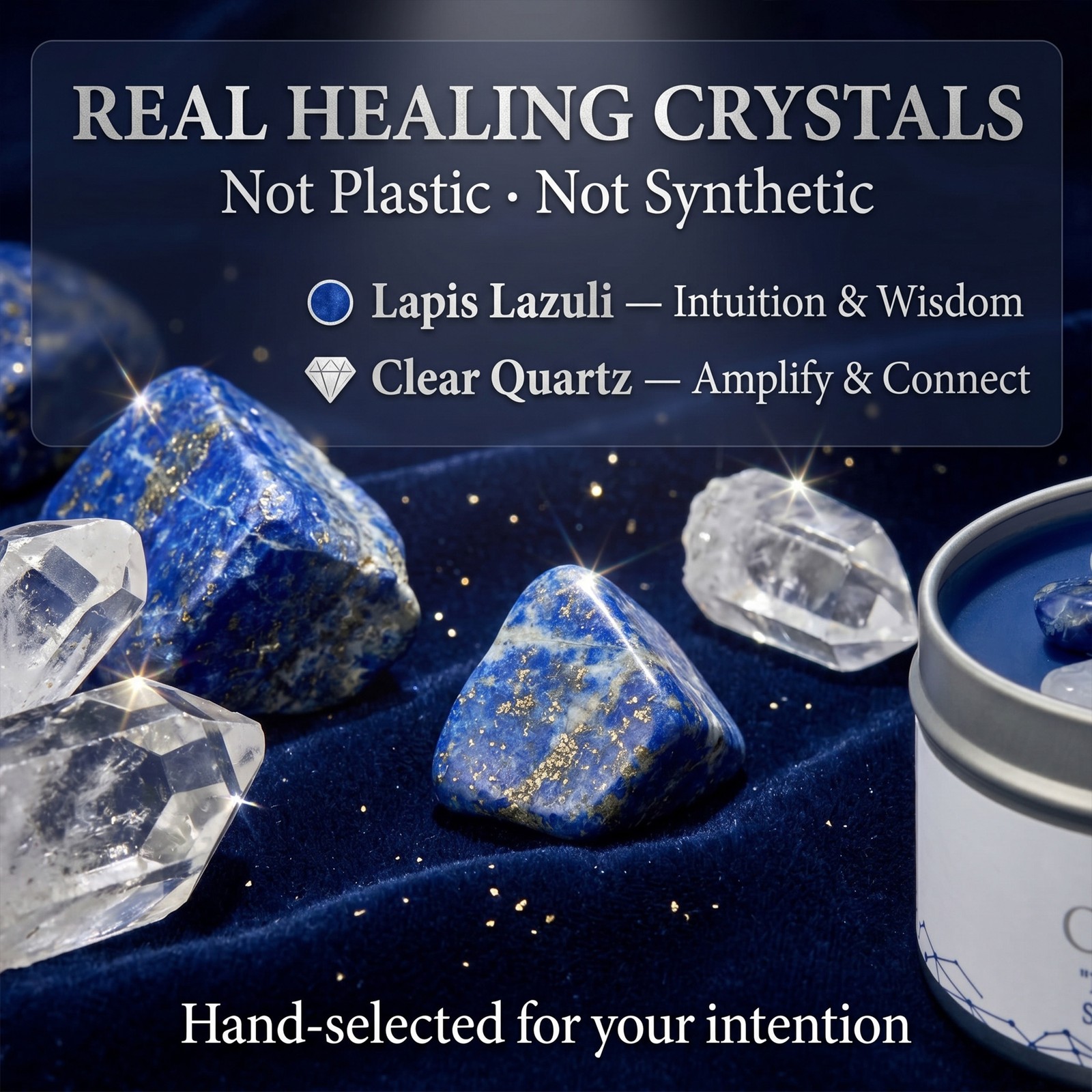 1 Pack EVODUCK Meditation Crystal Candle Lapis Lazuli Spiritual Gift 3 oz