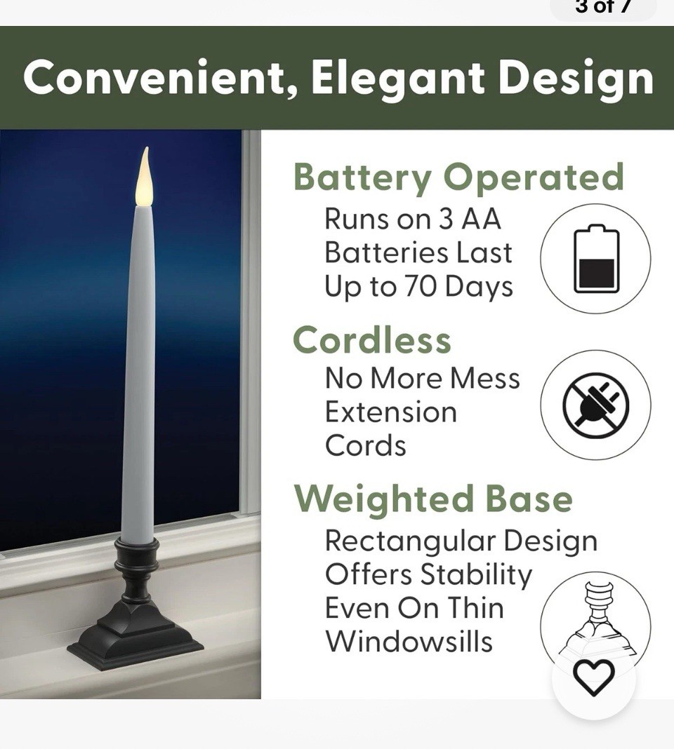 Set of 4 – 612 Vermont LED Battery Taper Window Candles Antique Bronze 13.5″