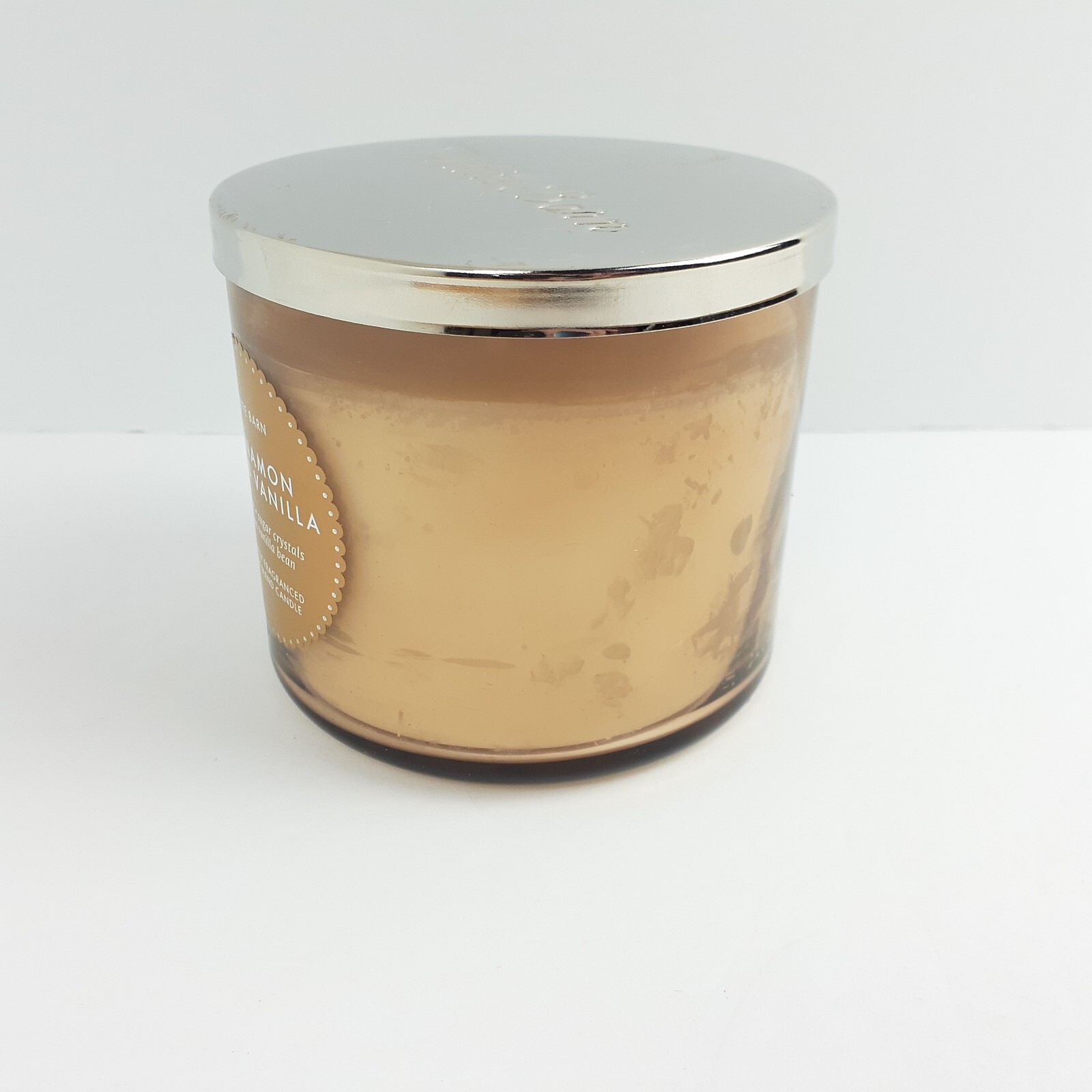White Barn Cinnamon Spiced Vanilla Scented 3 Wick Candle Burns 25-45 Hrs 14.5oz