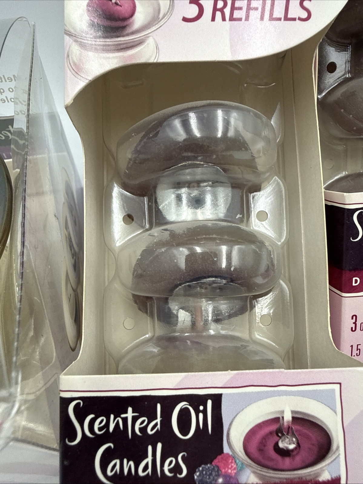 NOS Glade Scented Oil Candles Unit And Refills 5 Packs of 3 Refills Dewberry