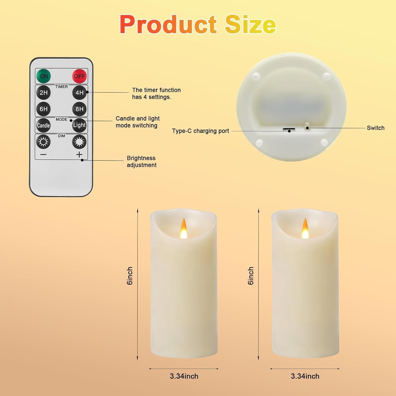 Rechargeable Flameless Candle, Realistic 3D Flickering Warm Flame, LED Candle…