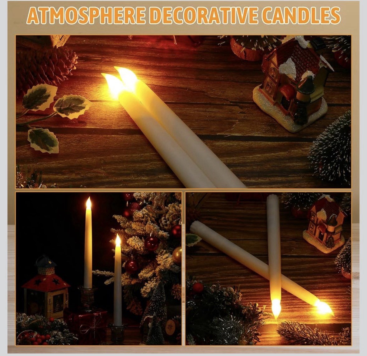 25pcs 9.7inch White Flameless Taper Candle Sticks LED Flickering Needs 2AAA Each