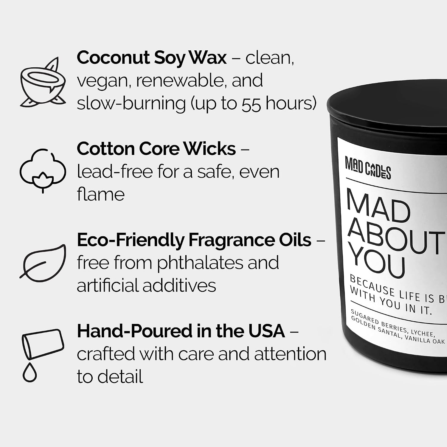 – Mad about You | Luxury Scented Candle for Bedroom & Living Room Décor | 9.5Oz