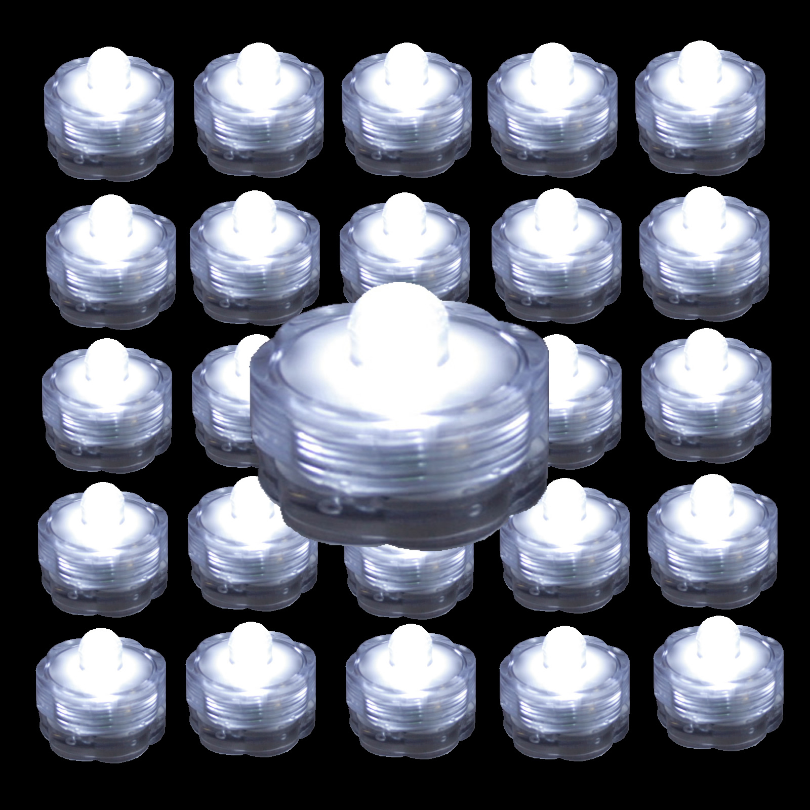 24 Pack~White~Submersible Waterproof Underwater Battery LED Tea Light~Wedding