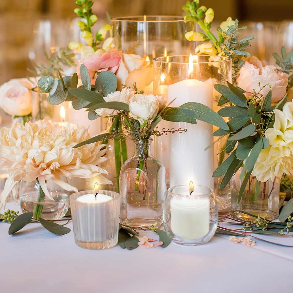 12 Hours White Votive Candles for Weddings Parties Spa Birthdays and Baby Shower
