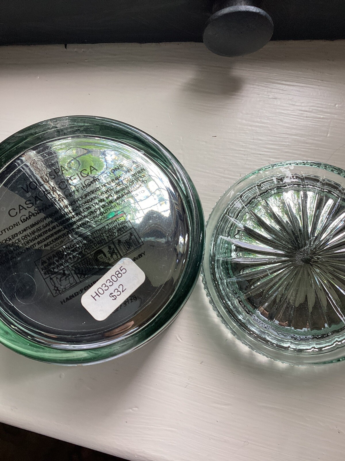 Voluspa GLASS ANTIQUE MIRROR JAR ONLY NO CANDLE 4″ X 3″ ROUND