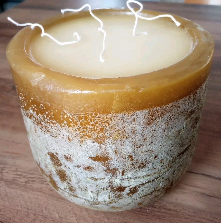 Timber Goblet 55 Hour Burn Time Candle Rough Edges 6″ Diameter 3 Wick Amber NWOB