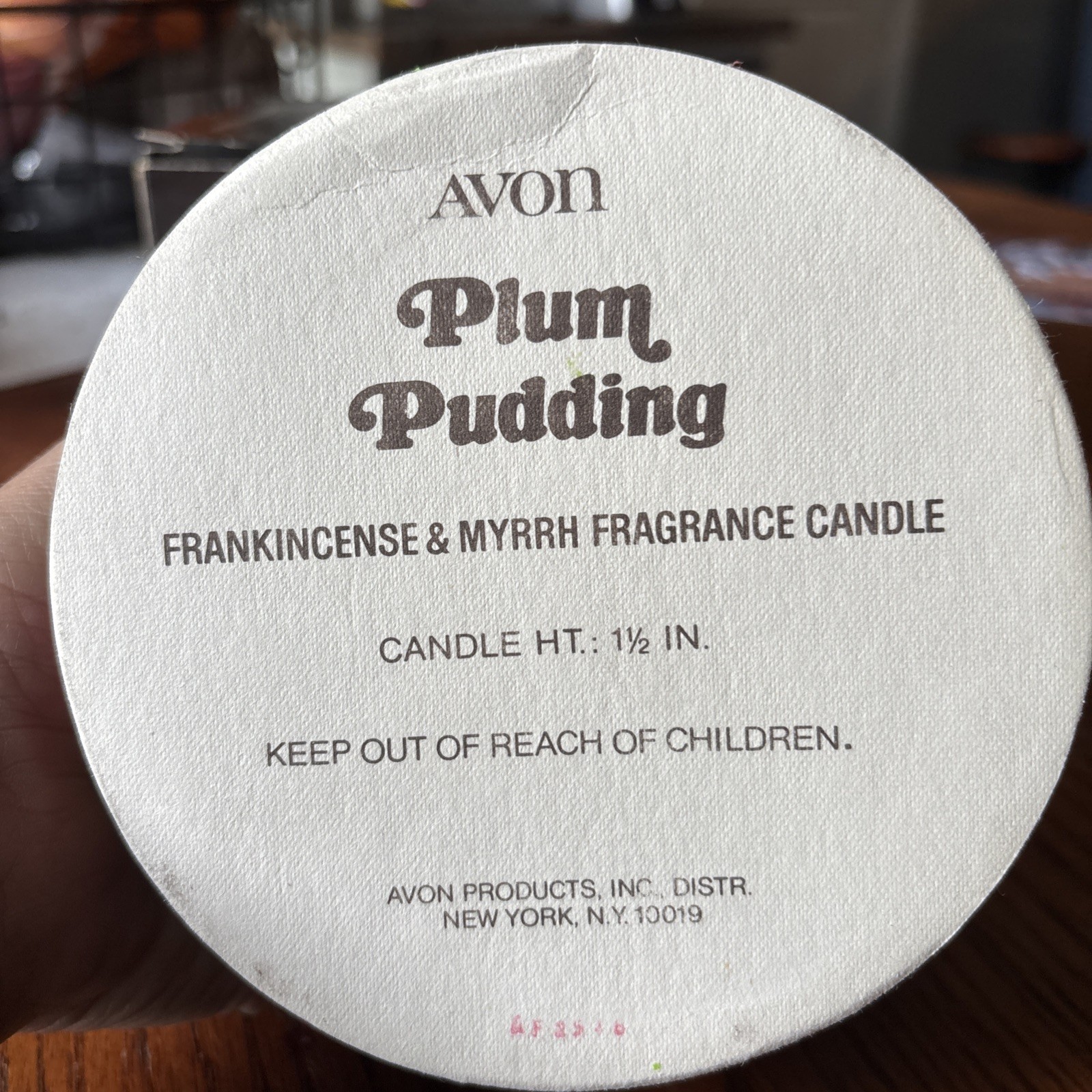 1978 Avon PLUM PUDDING FRANKINCENSE & MYRRH FRAGRANCE CANDLE 1 1/2” ~ New in Box