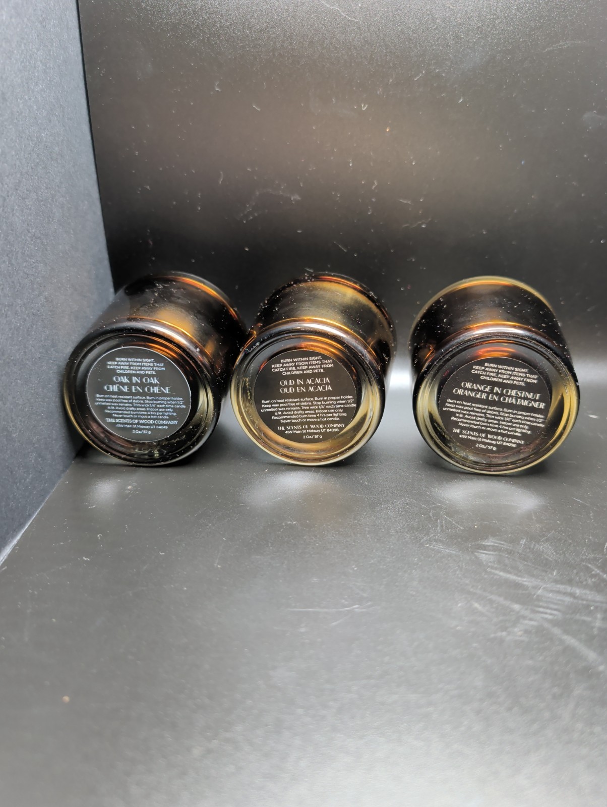 Scents Of Wood 2oz Candle Set Of 3. Unique Scents Featuring Wood Characters.