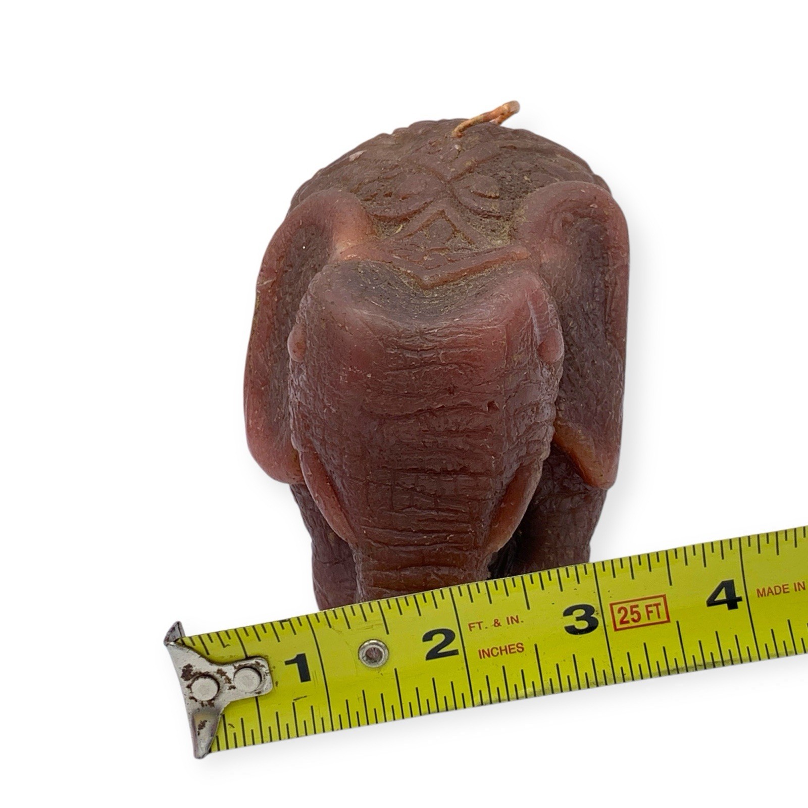 Vintage Elephant Brown Candle Molded Wax Figure Home Decor India Unlit Carved