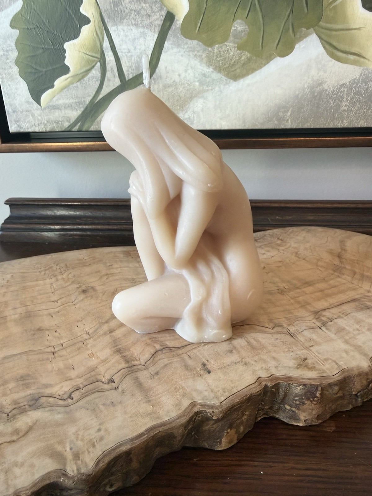 Vintage Nude Woman Figure Candle Ivory Wax Sculpture Art Deco Style Unused