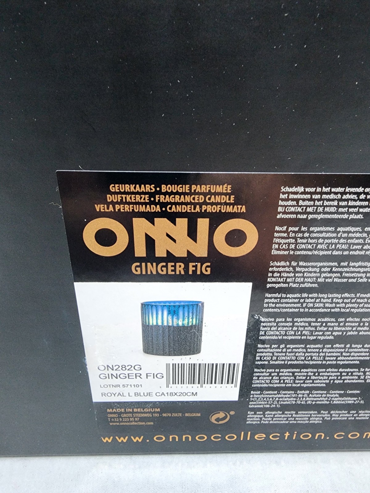 ONNO Collection Royal Blue Large Ginger Fig Scented Candle, 18cm By 20cm