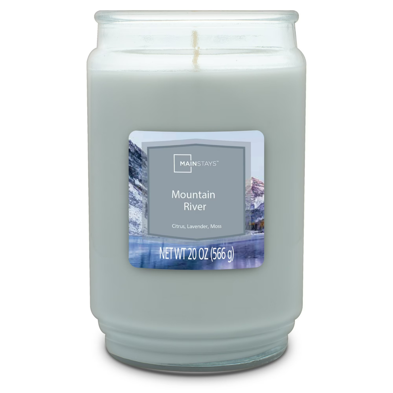 Mainstays Mountain River scented single-Wick Large Glass Jar candle 20 oz…