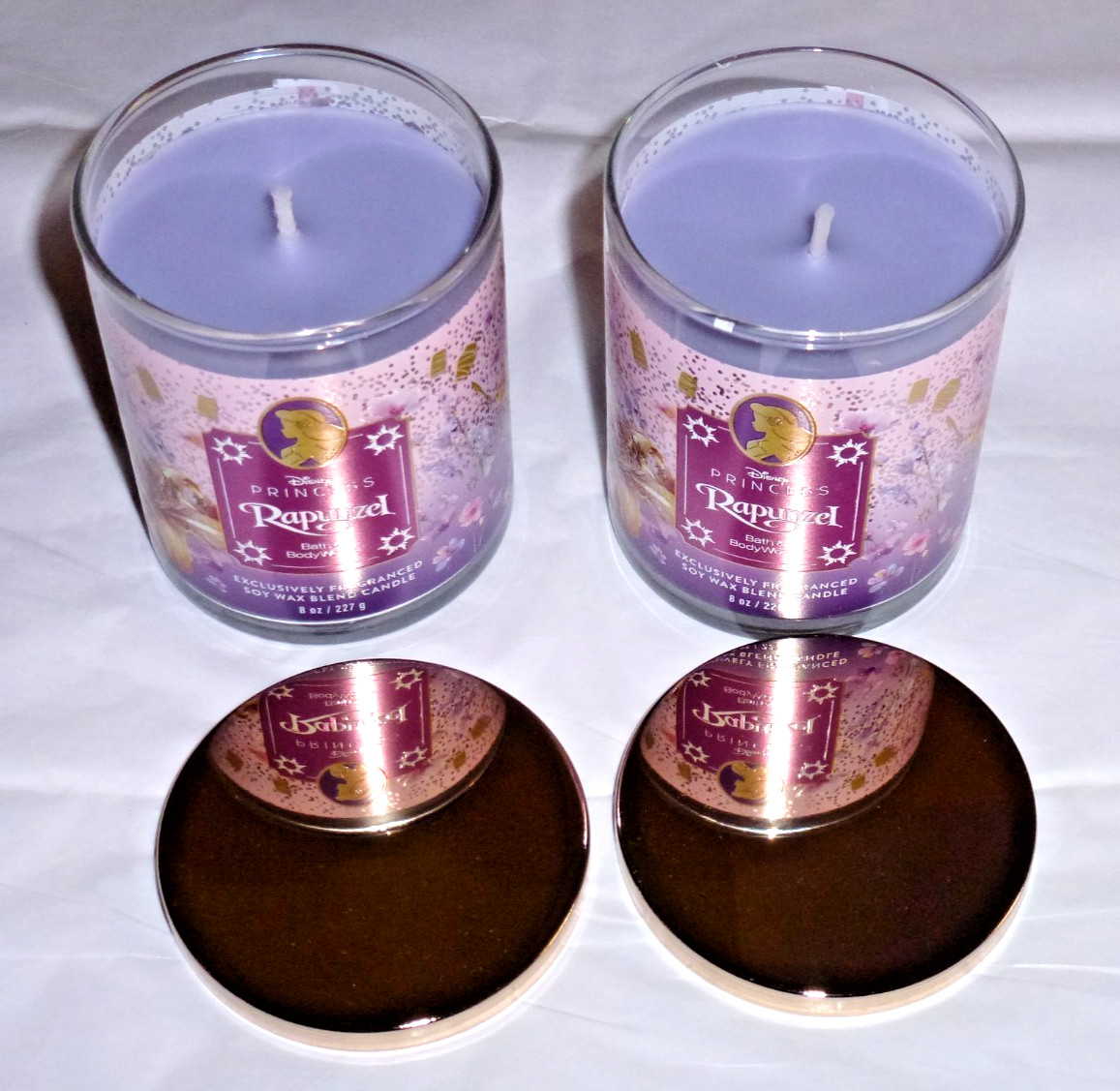 Bath & Body Works DISNEY PRINCESS RAPUNZEL 8 oz. Candles X 2 -Floral/Musk NEW
