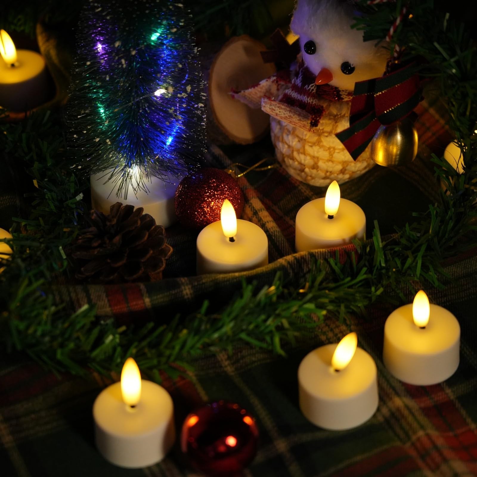 12PCS Rechargeable Tea Lights Candles with Remote & Timer-2/4/6/8H