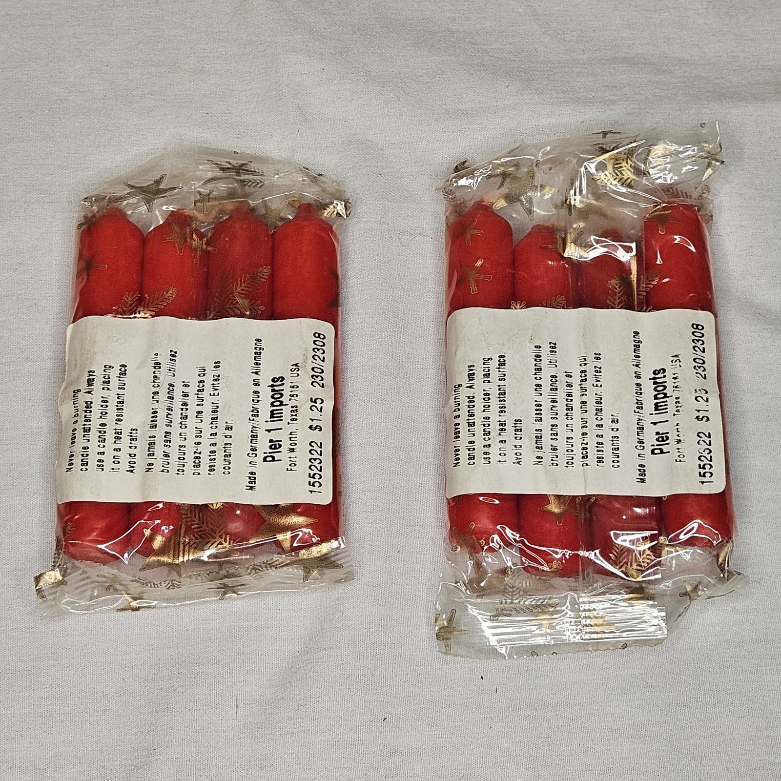 Vintage Pier 1 Imports Christmas Red Taper Candles 3″ Made in Germany
