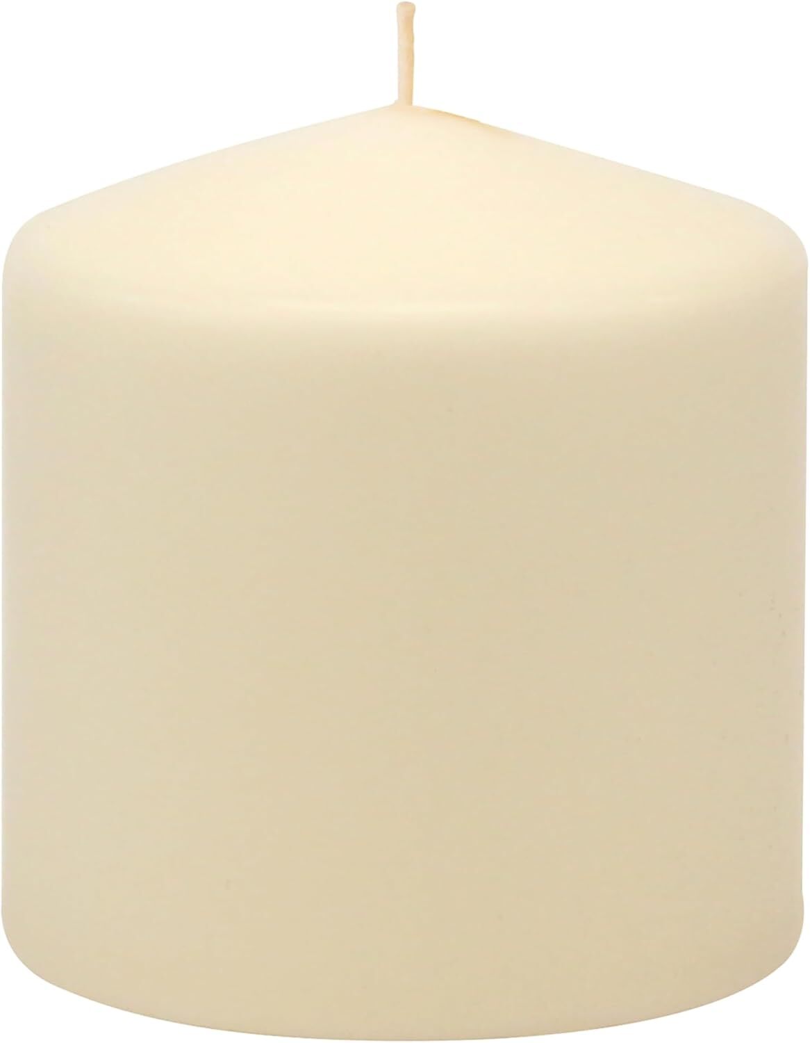 6 Pack Tall 3 x 3 Inch 18 Hour Long Burning Unscented Ivory Wax Pillar Candles