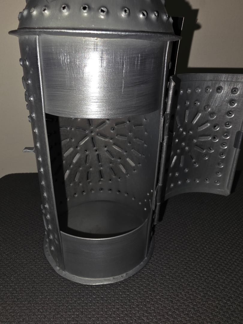 10″ Mini Primitive Antiqued Punched Tin Revere Candle Lantern ~ Home Decor
