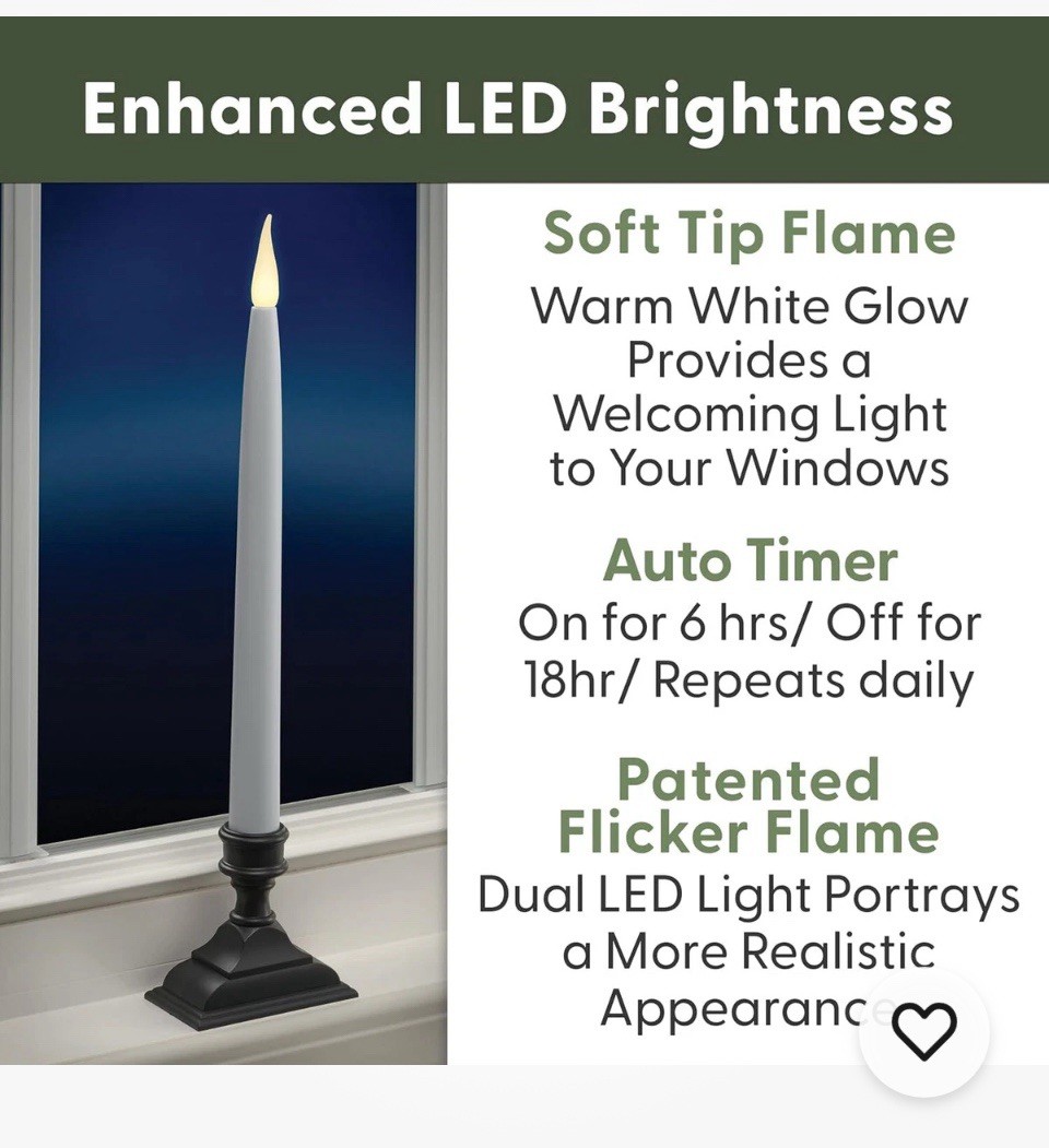 Set of 4 – 612 Vermont LED Battery Taper Window Candles Antique Bronze 13.5″