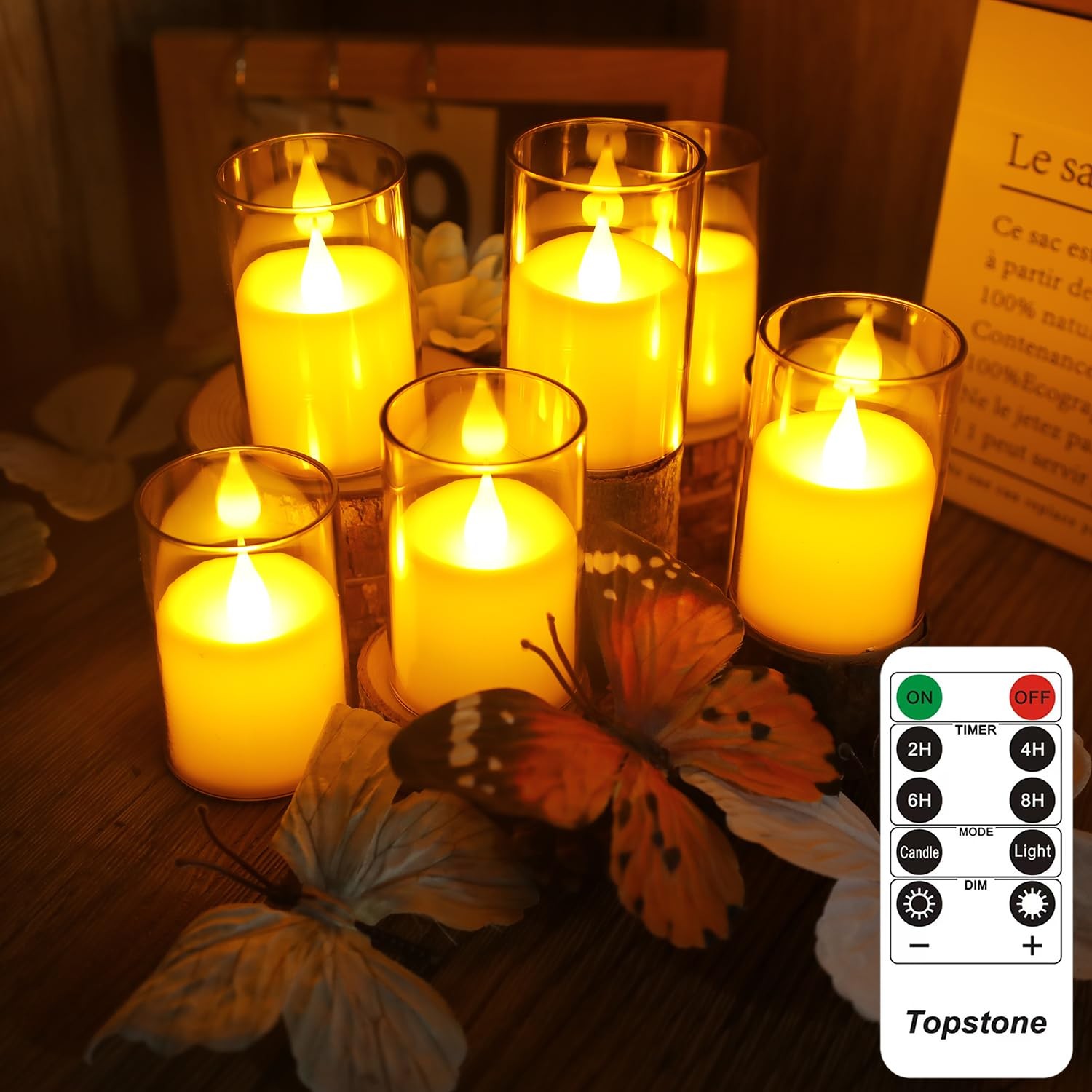 6 PCS Flameless LED Tea Light Candles 400+ Hours Battery Remote Timer CR2450