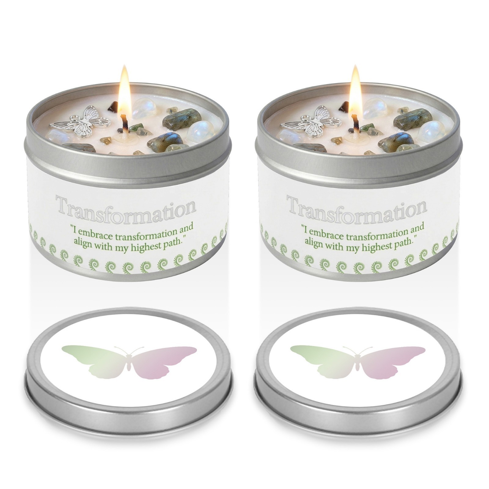 2 Pack Moonstone Crystal Candle Soy New Beginnings Transformation Intention