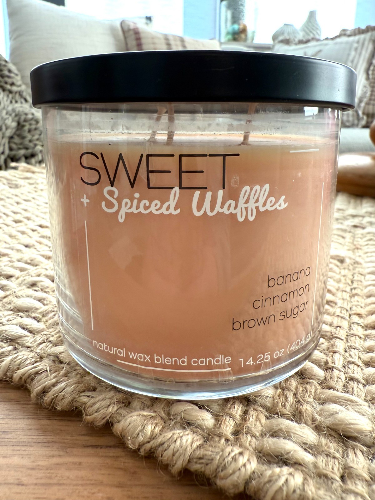 SWEET + SPICED WAFFLES 3-Wick Candle 14.25 oz Jar Banana Cinnamon Brown Sugar