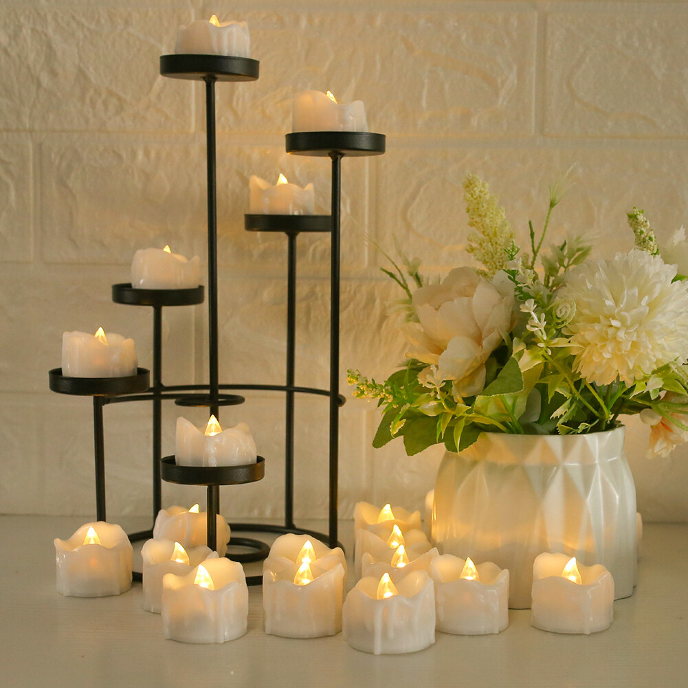 12Pcs Flameless LED Candle Tea Lights Flicker w/ Remote Control Battery Operated