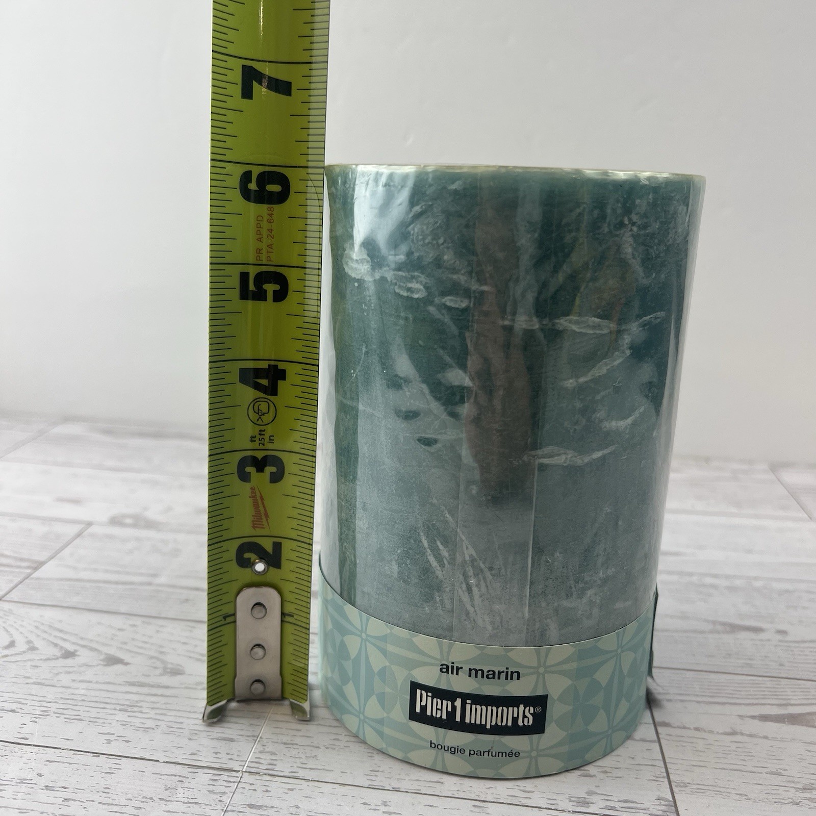 Pier 1 imports Sea Air Collection Candle Wax 4×6 Scented Pillar Wick Aqua white