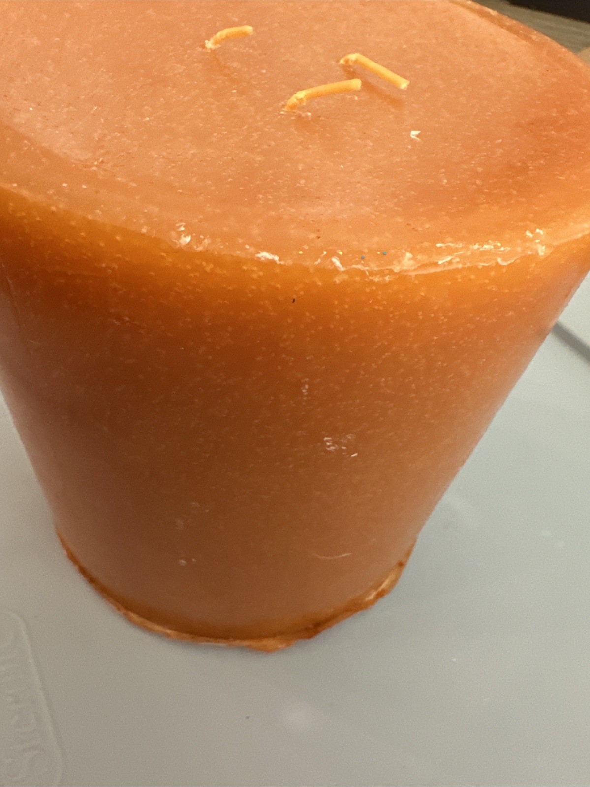 Pier One 6″ x 6″ Orange 3 Wick Pillar Candle fall