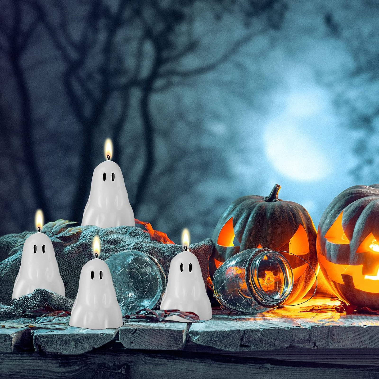 Halloween Candles Ghost Shape Soy Wax 10 Pcs Small Decorative Party Home Gift