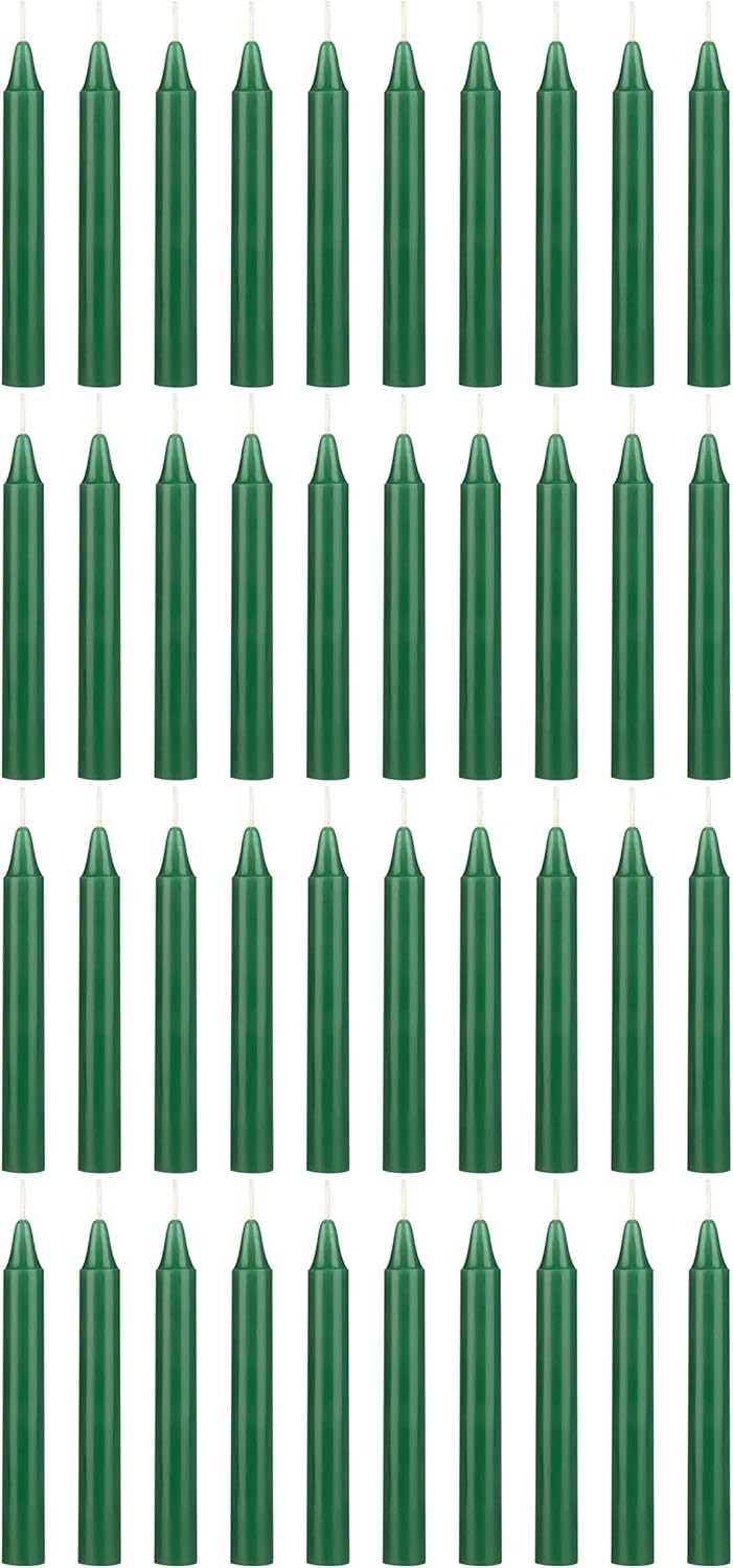 Versatile 40 Count Green Mini Taper Candles – Clean Burning and Ideal for Magic