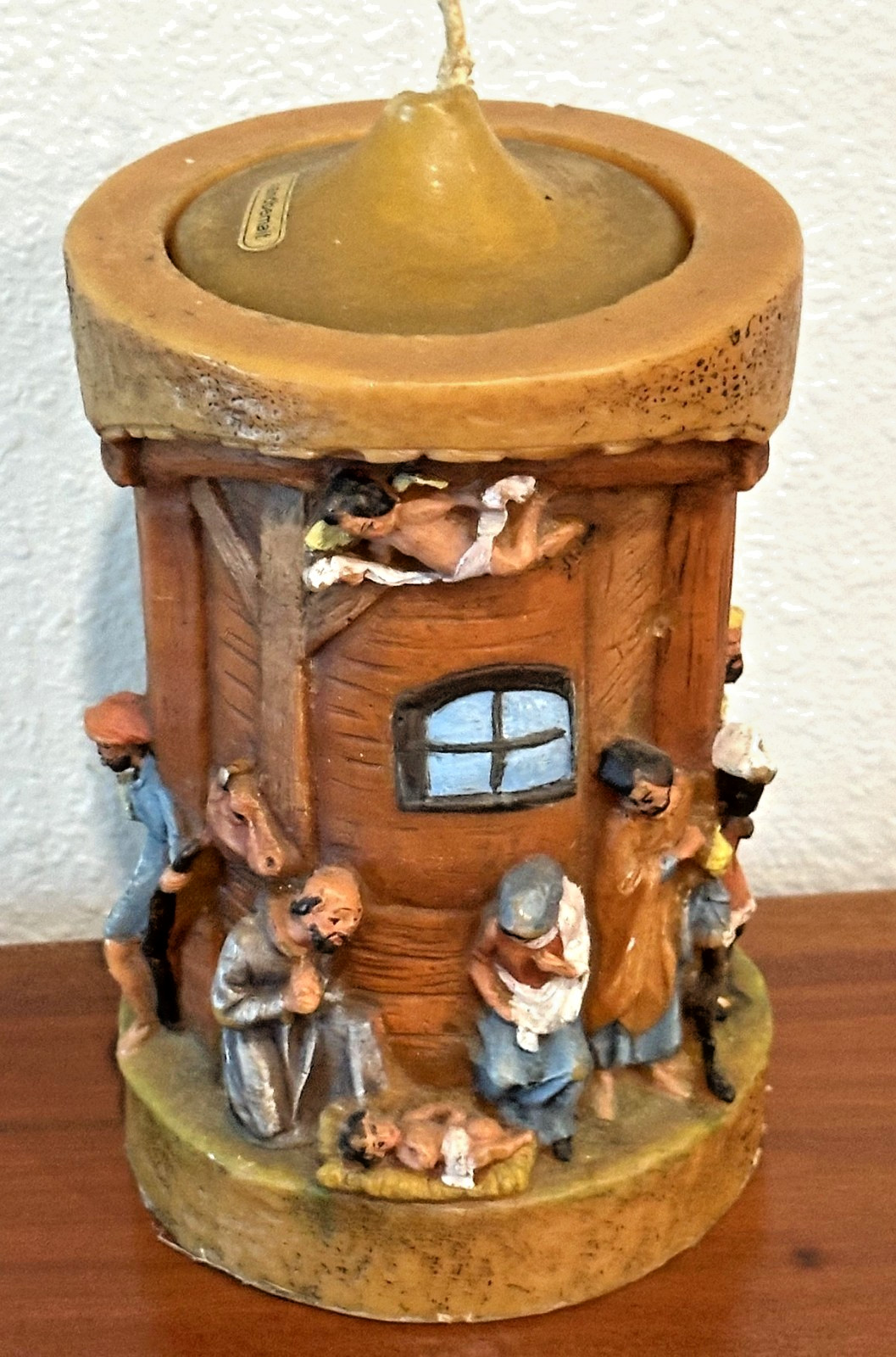 Vtg 7″ hand-carved Eternal candle Nativity Christmas Gunter-Kerzen Germany