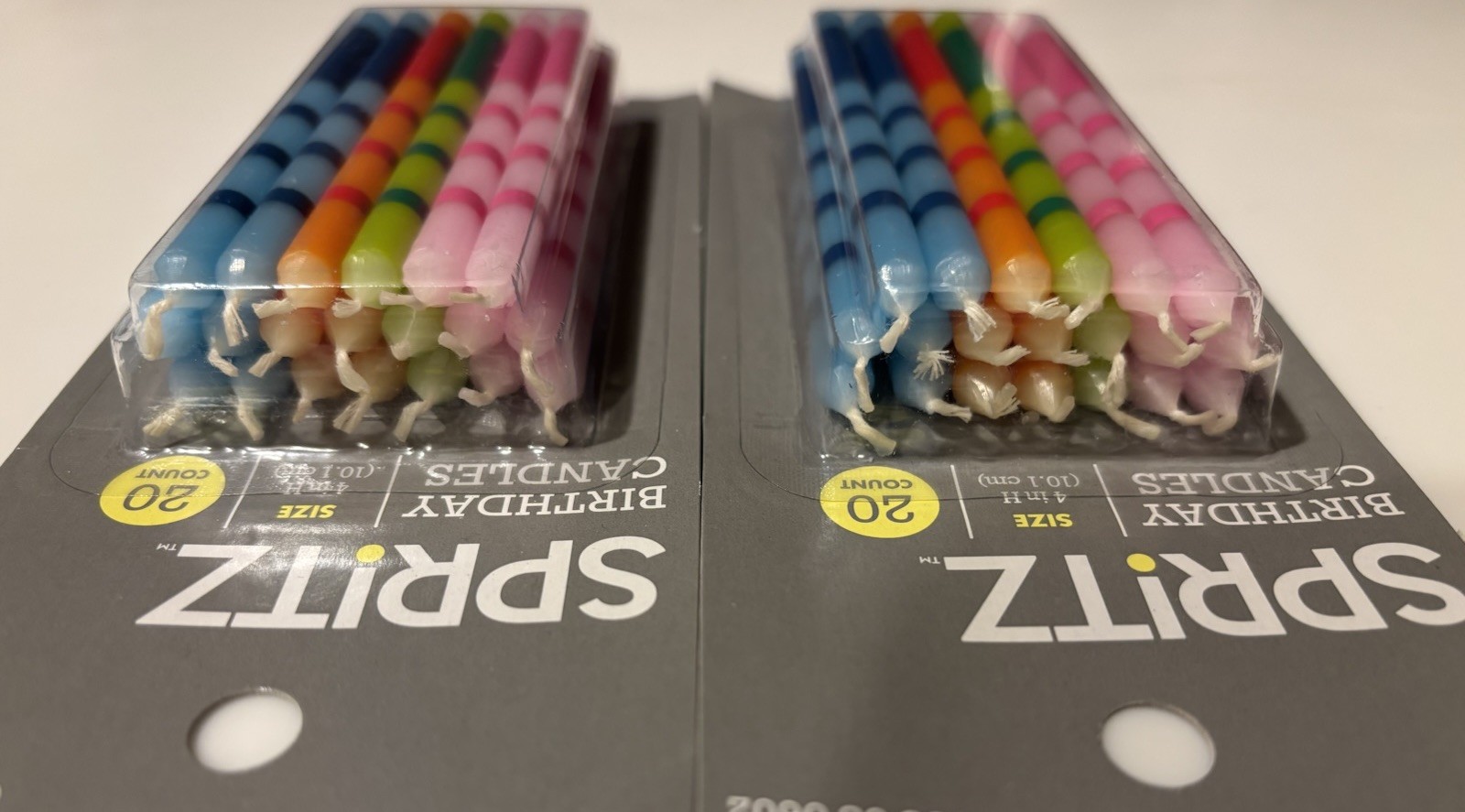 Spritz Birthday Candles – 20 Count – 2 Lot 40 Total – Multi Color 4 Inch Target