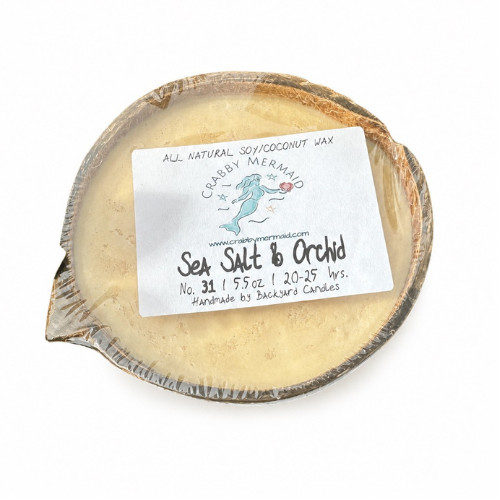 Crabby Mermaid by Backyard Candles Sea Salt & Orchid Shell Candle 5.5oz