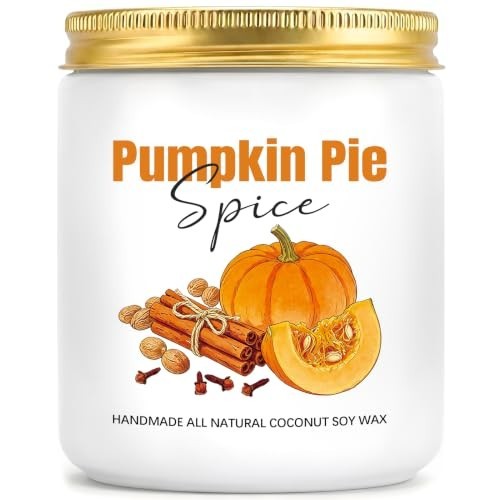 Pumpkin Cinnamon Spice Jar Candle Fall Scented Soy Wax 50 Hour Home Decor Gift
