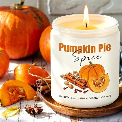 Pumpkin Cinnamon Spice Jar Candle Fall Scented Soy Wax 50 Hour Home Decor Gift