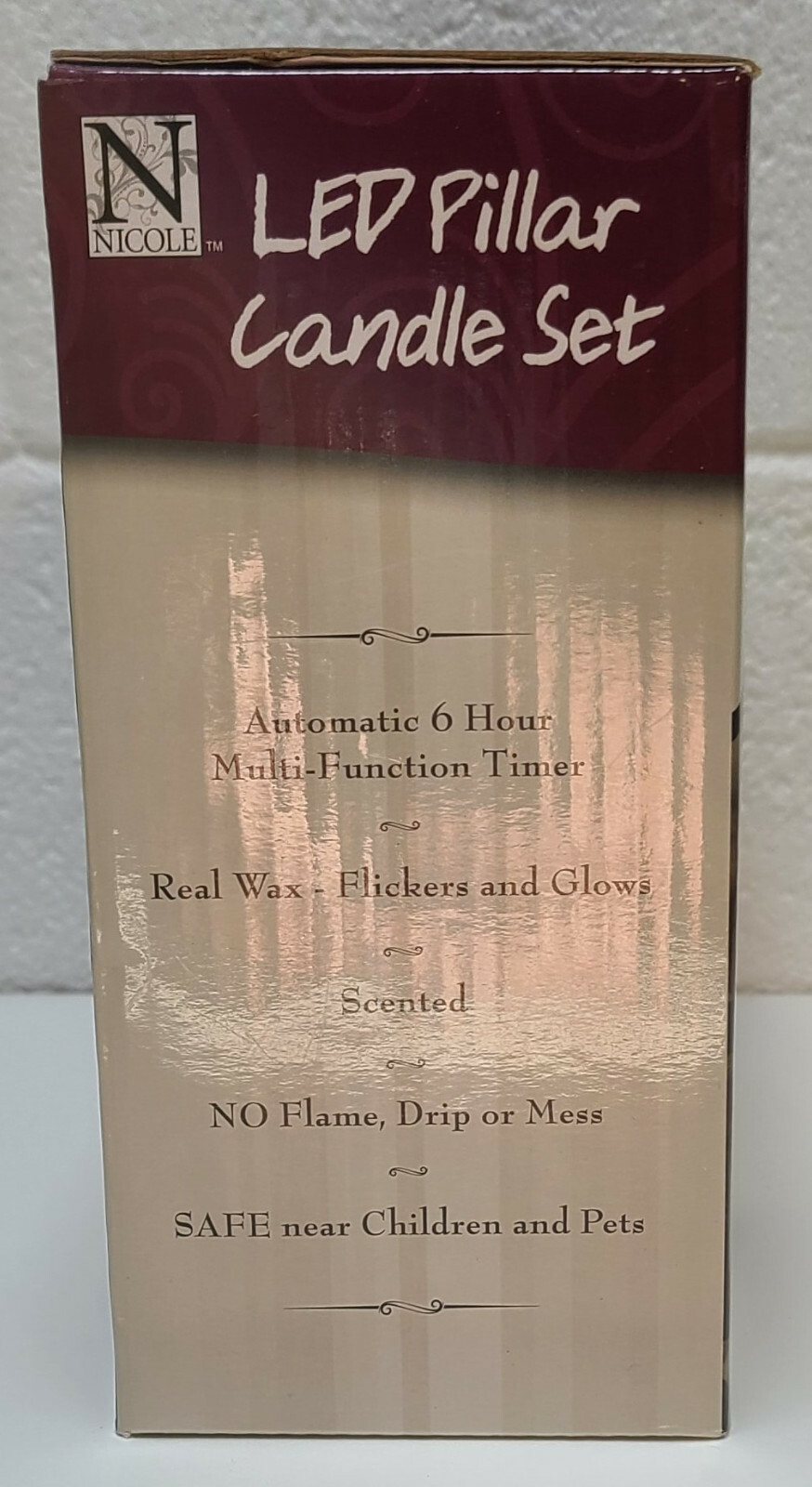 Nicole Led Pillar Candle Set Vanilla Scent AAA batteries to operate each one
