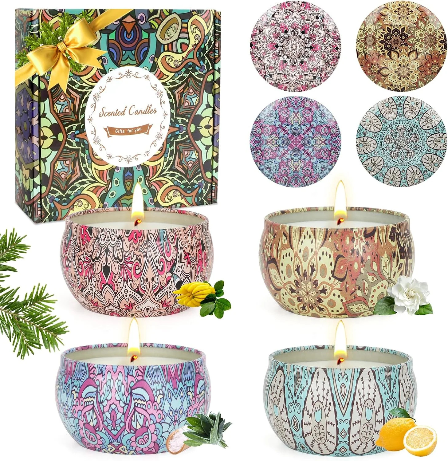Scented Candles Gifts for Women 4 Pack Aromatherapy Candle Up to 90 Hours Home S